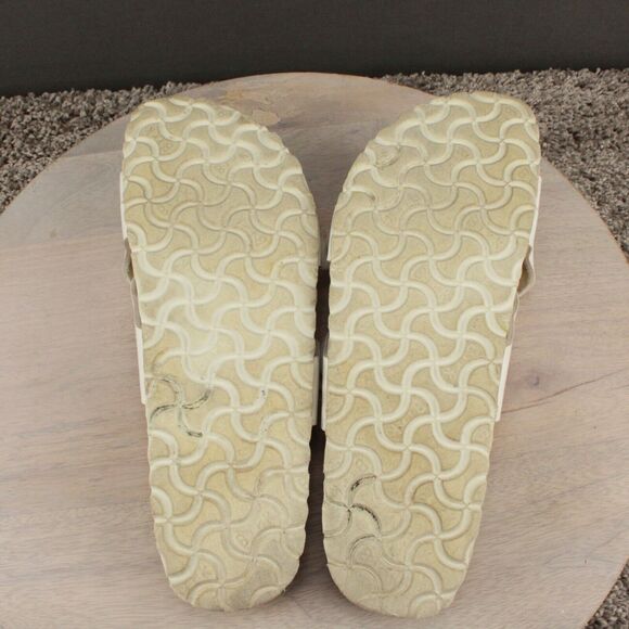 Birkenstock Yao Sandals Womans 40 (US 9) White Leather Strappy Slide Birko-Flor - Picture 9 of 11